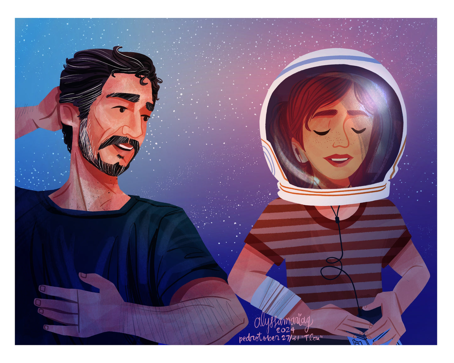 Pedrotober 2024 Day 27: Joel and Ellie Go to Space, Print