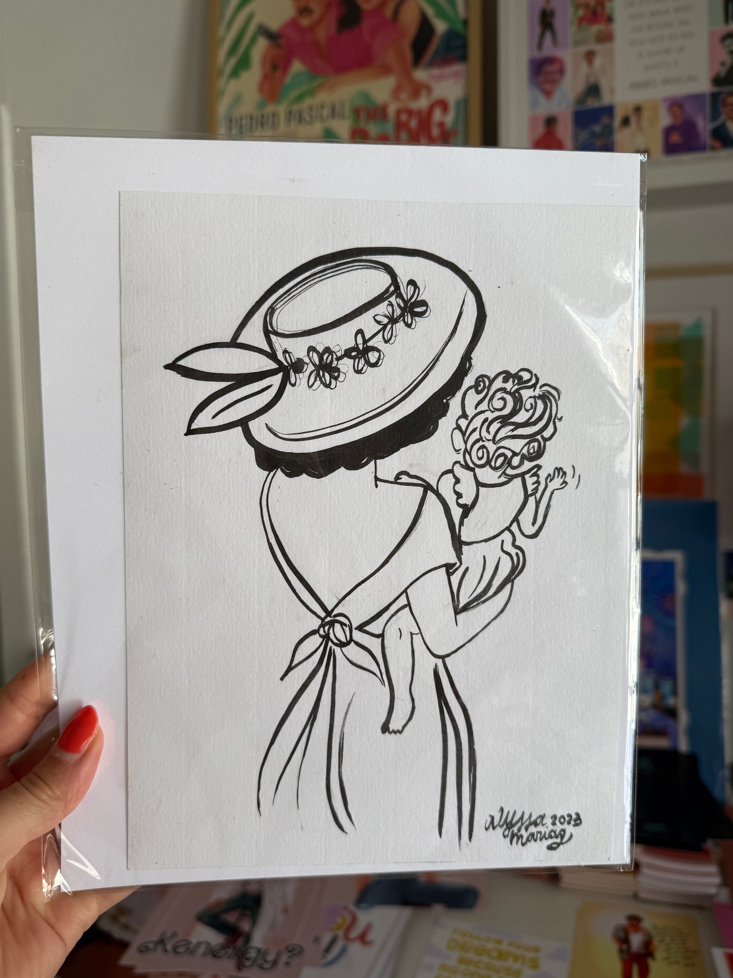 Mama and Mini: Original Ink Paintings