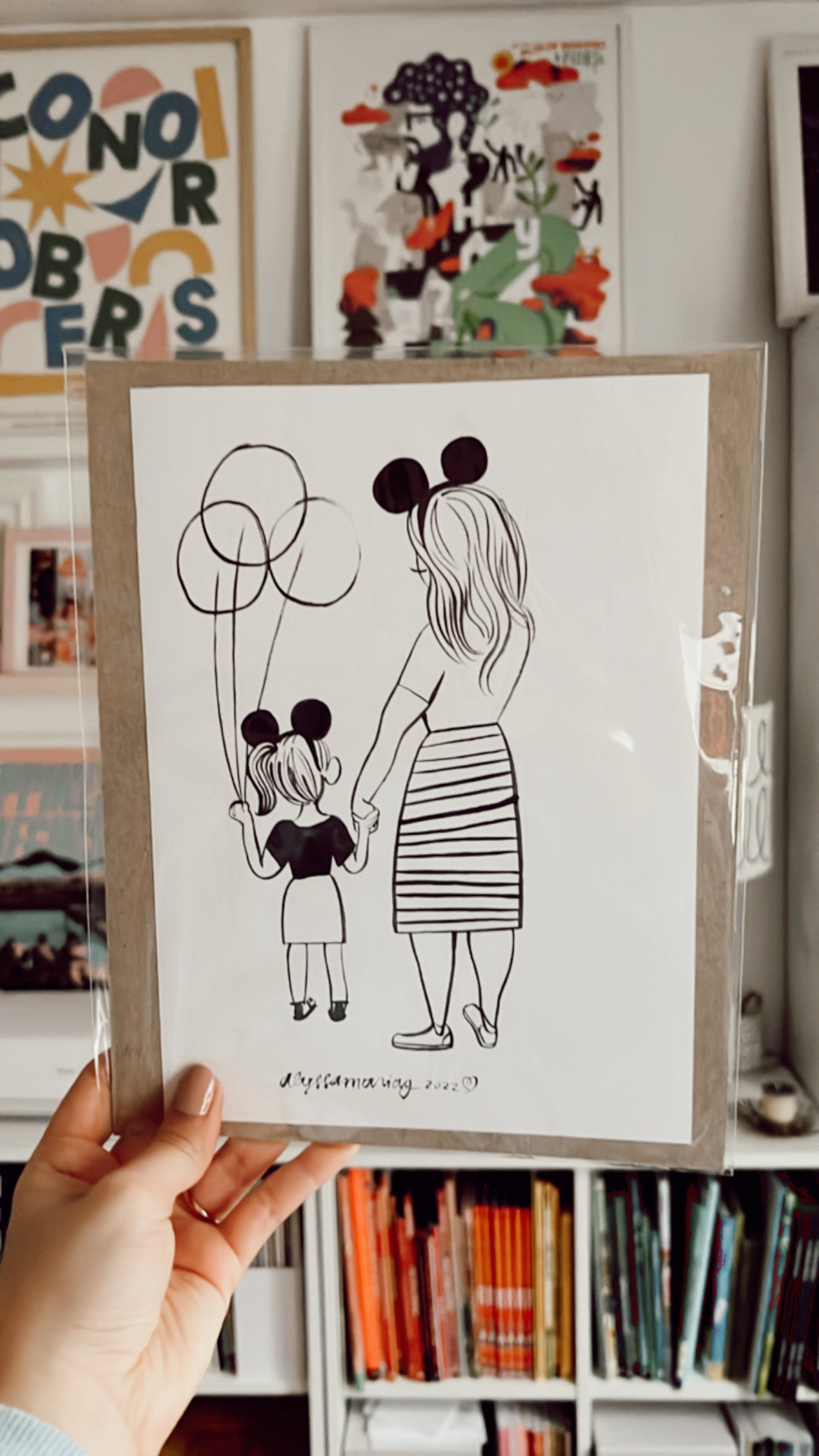 Mama and Mini: Original Ink Paintings