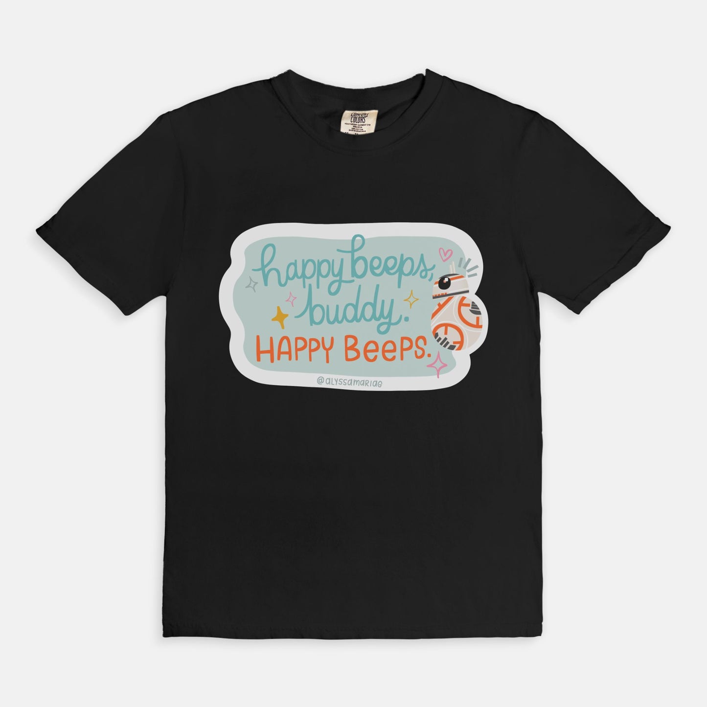 Happy Beeps, Buddy! Black Comfort Colors Tee, Hollywood Studios Park Day Tee