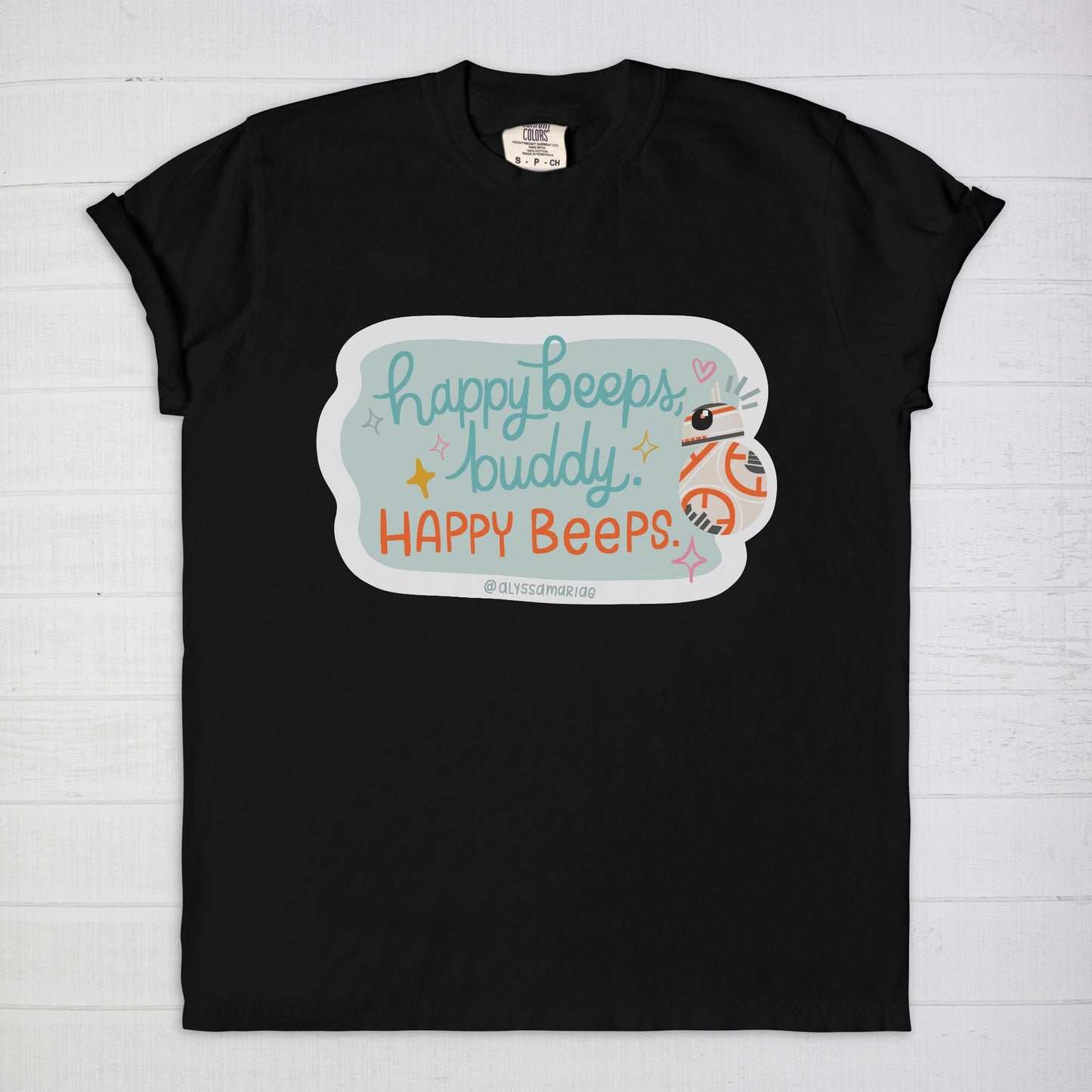 Happy Beeps, Buddy! Black Comfort Colors Tee, Hollywood Studios Park Day Tee