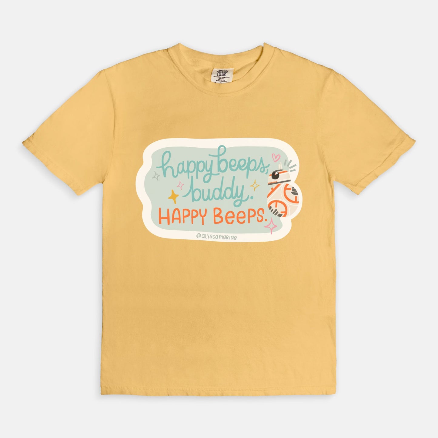 Happy Beeps, Buddy! Black Comfort Colors Tee, Hollywood Studios Park Day Tee